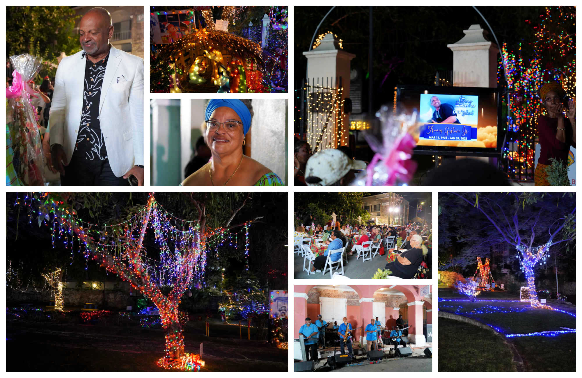 Among the attendees of Friday night's Limpricht Park Tree-Lighting event on King Street, Christiansted, St. Croix was Lt. Gov. Tregenza Roach, seen upper left in the picture collage.