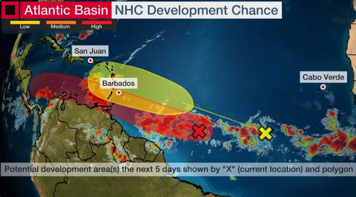 Two Systems With Development Potential Heading Toward Caribbean Islands as Atlantic Ocean Gets Busy