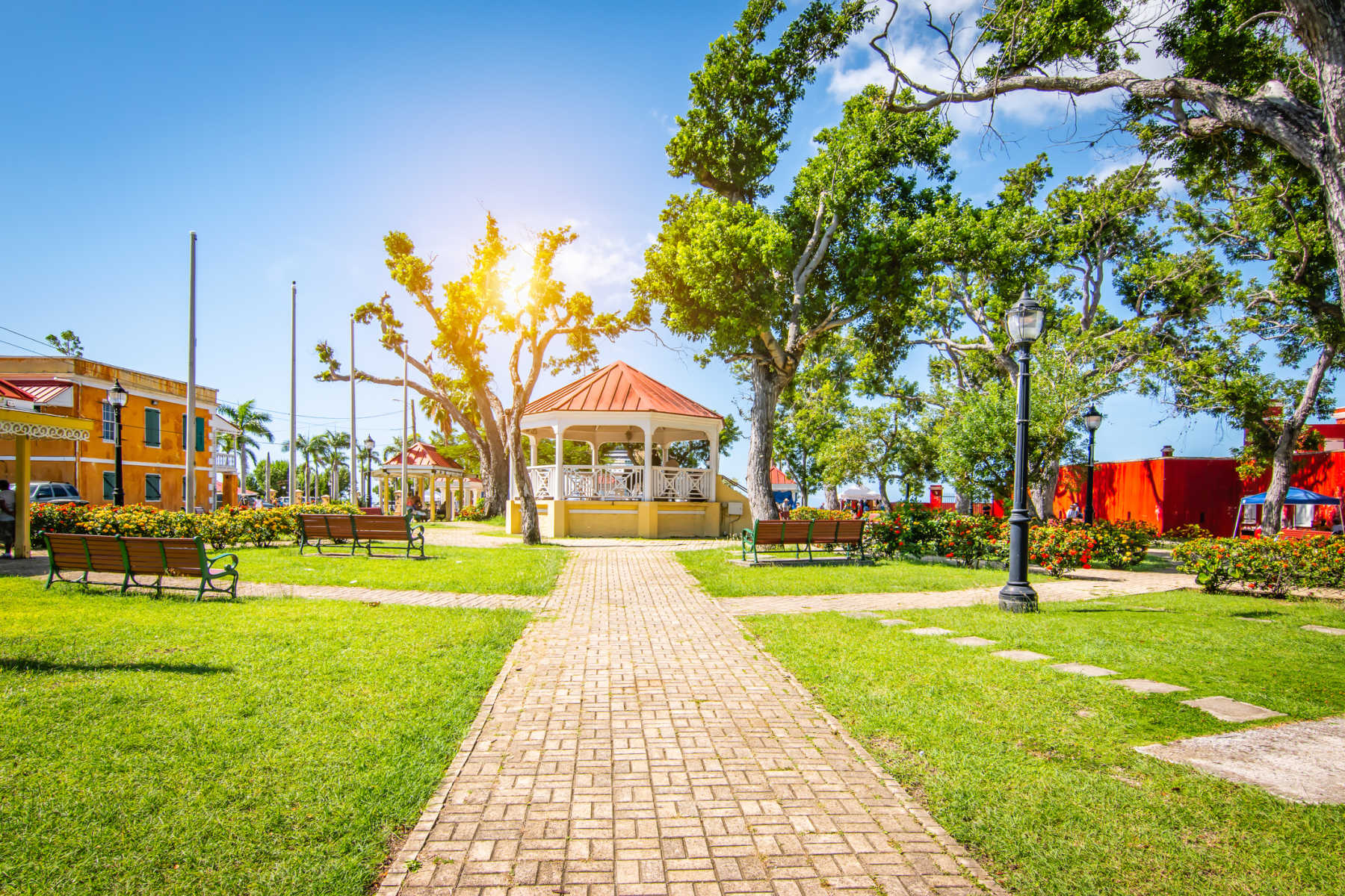 The Budhoe Park in Frederiksted, St. Croix on a sunny day.