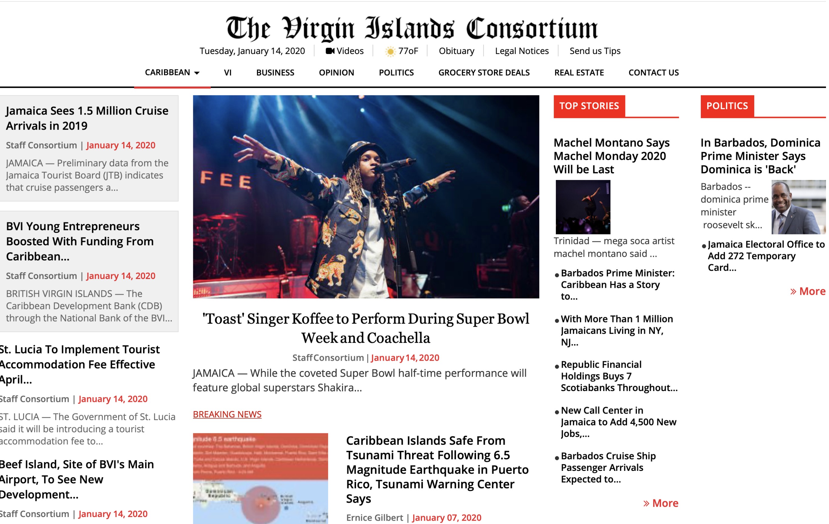 Current homepage of the Caribbean Consortium