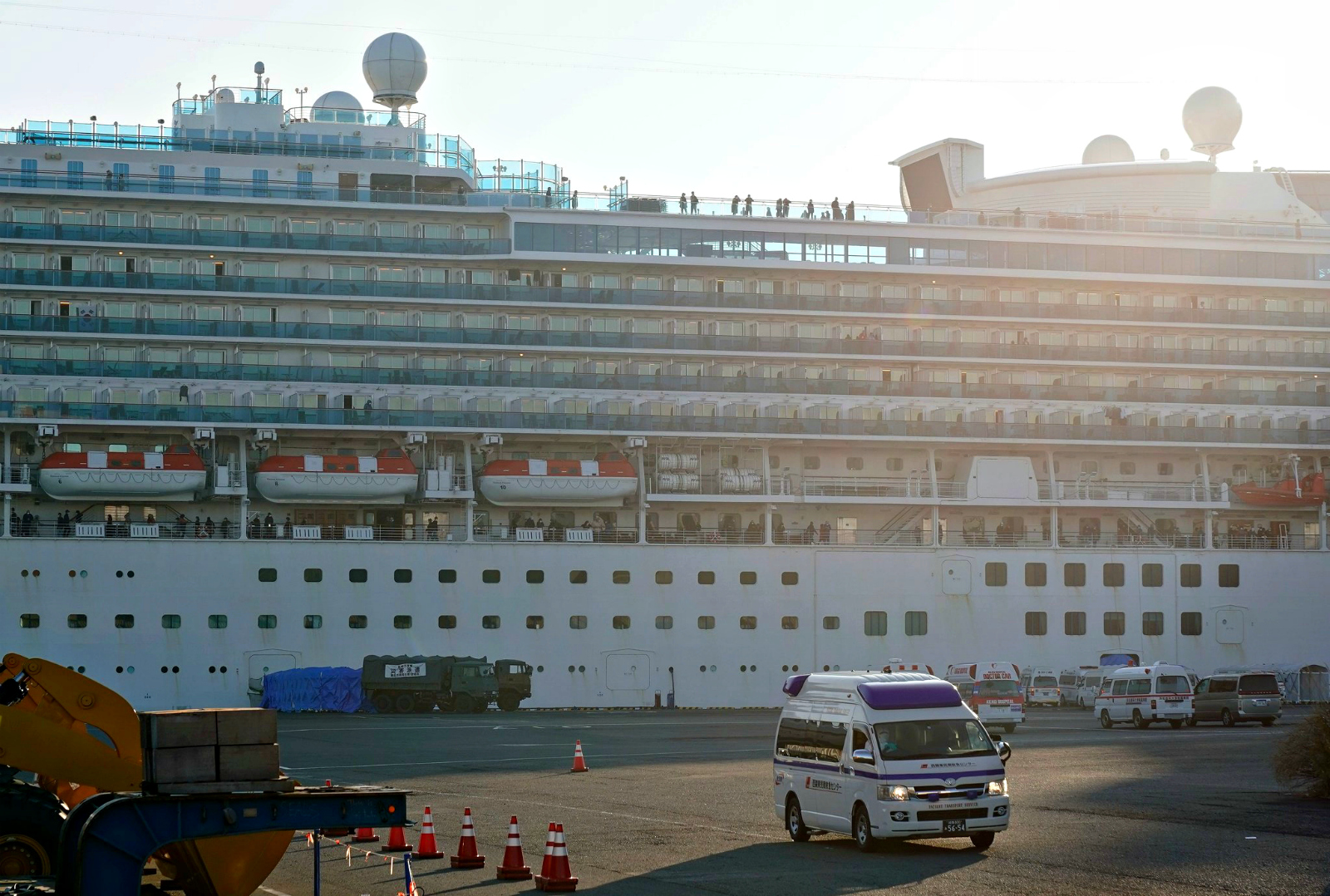 Quarantined Diamond Princess cruise ship docked in Yokohama, Japan.