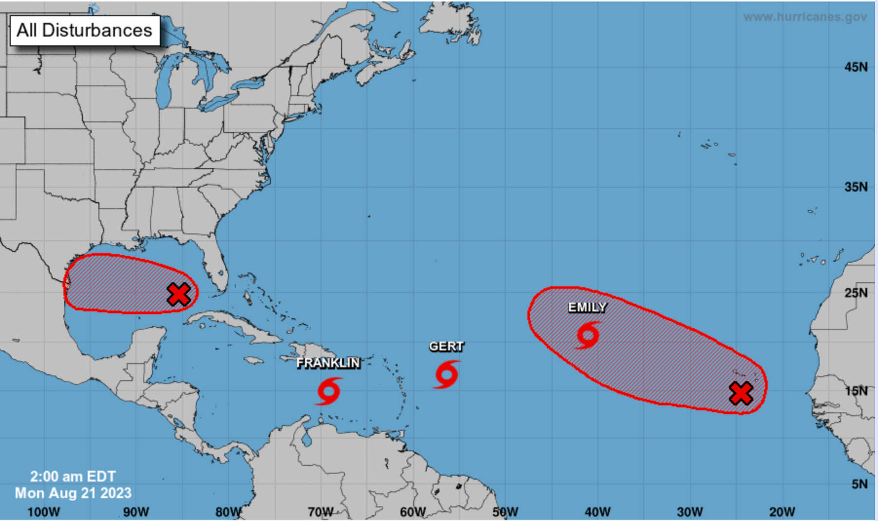 Puerto Rico, Southern Hispaniola Must Prepare for Deluge as Franklin's Northward Turn Anticipated for Monday Night