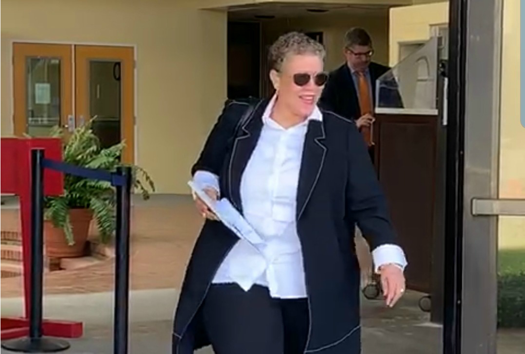 Anne Violet Golden exits the District Court in St. Thomas during her trial hearing in 2019.