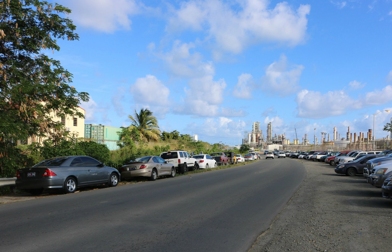 Photo caption: Vehicles parked on both sides of Hess Road. Cars on the left side of the photo will be illegally parked beginning May 18 and will be cited by VIPD officers.
