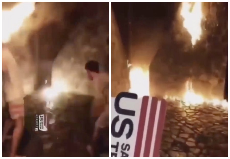 Watch: Men Throw Molotov Cocktails at Point Udall Monument