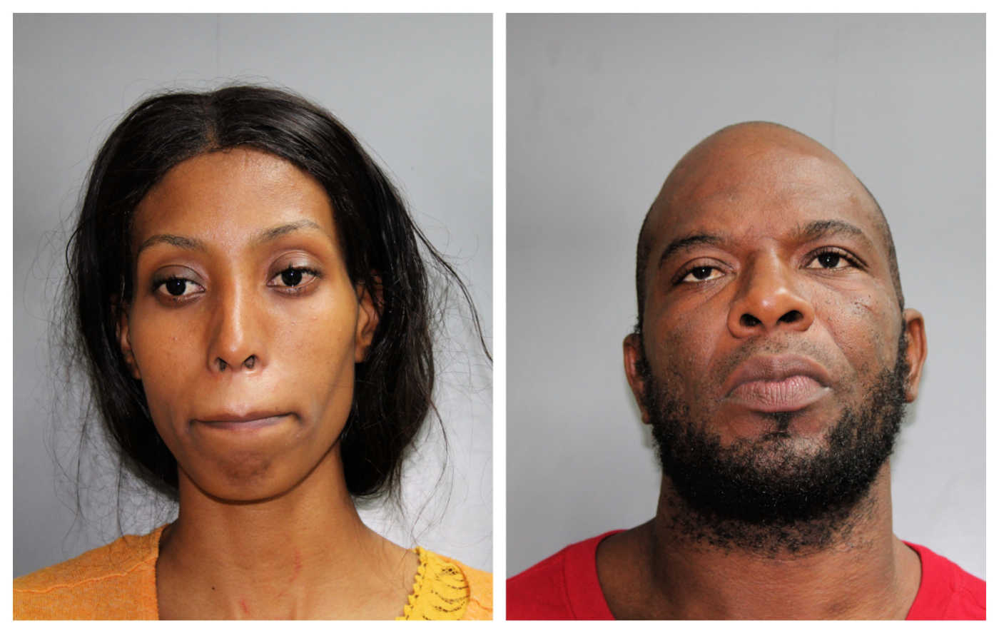 From left to right, mugshots of Rebekah Kelly and Ossie Constant.
