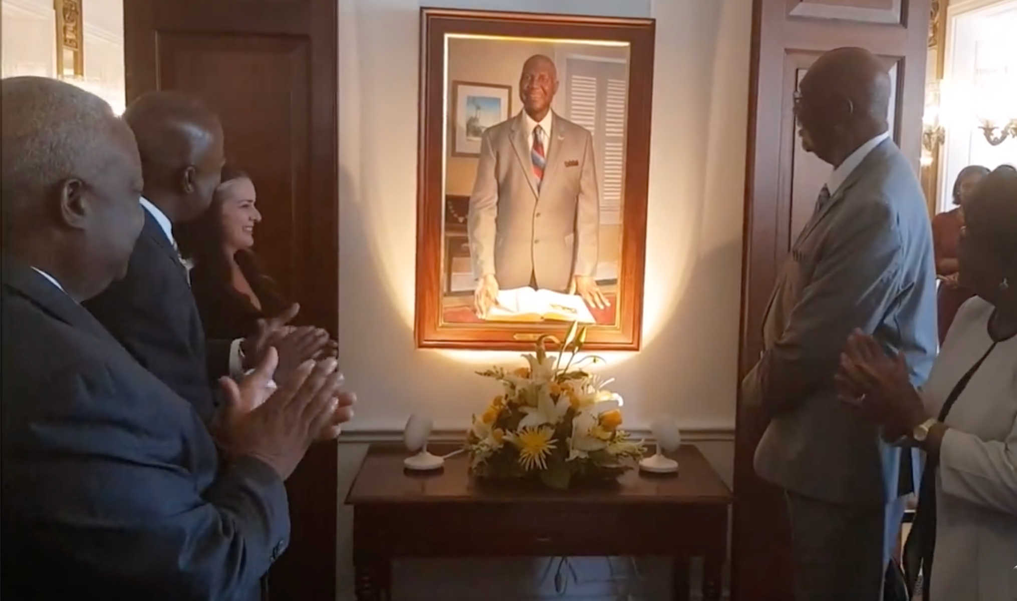 A portrait of former Governor Charles W. Turnbull was unveiled at Gov't House on St. Croix on June 5, 2018.