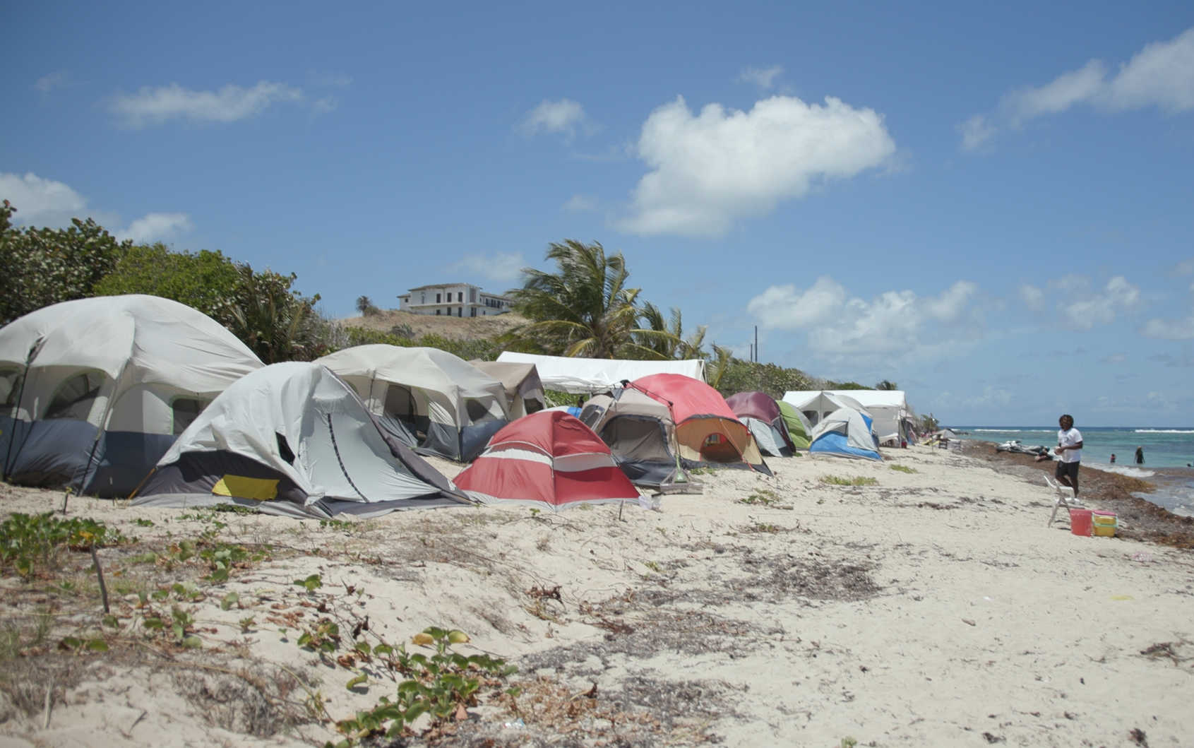 Campers at the Salt River Bay Beach on St. Croix.