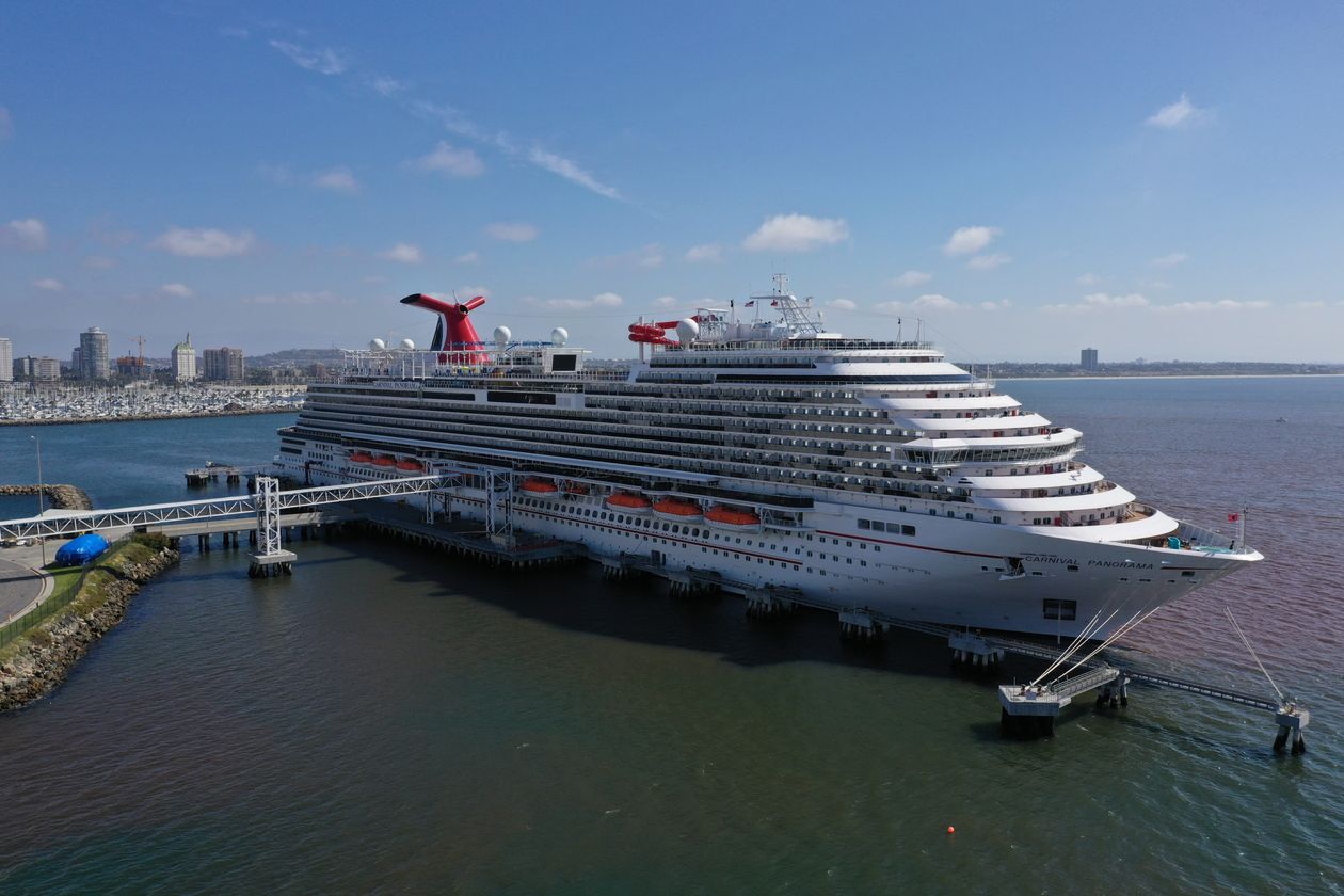 The Carnival Panorama cruise ship sat docked in Long Beach, Calif. in Oct. 2020.