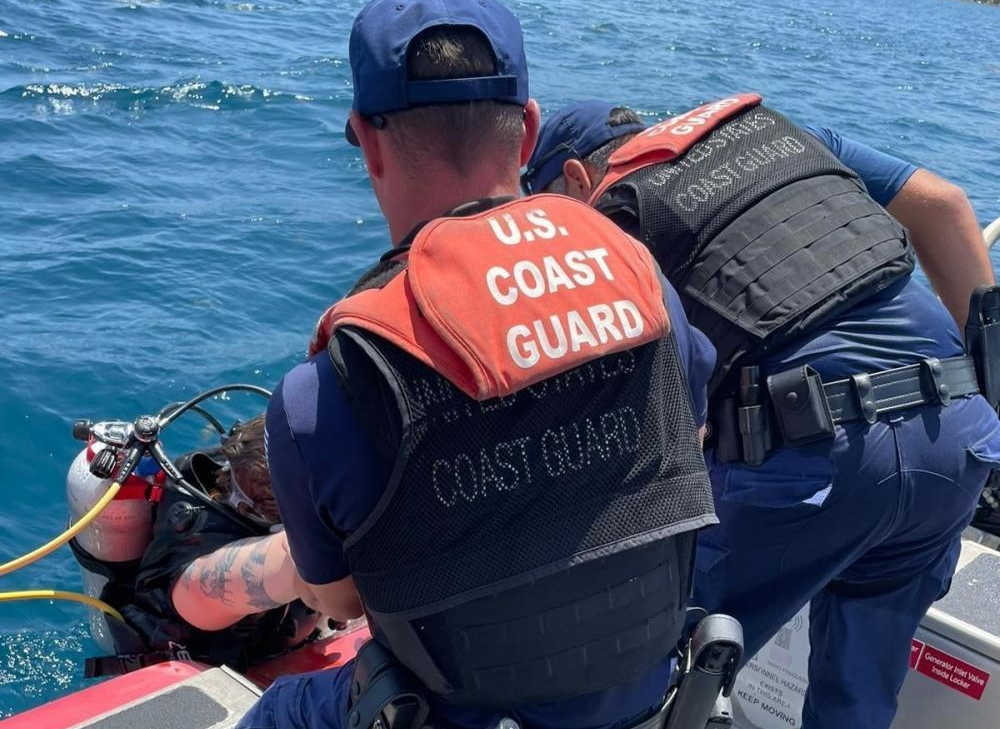 A Coast Guard Boat Forces Detachment Saint Thomas crew rescued two divers in distress the afternoon of Sept. 9, 2021 from the middle of the channel just off Coki Point, St. Thomas, U.S. Virgin Islands.