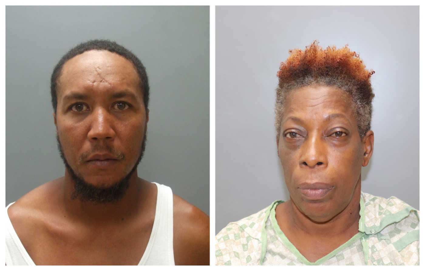 Mugshots of Jose Andres Rosario Espinal, left, and Marina Leatham, right.