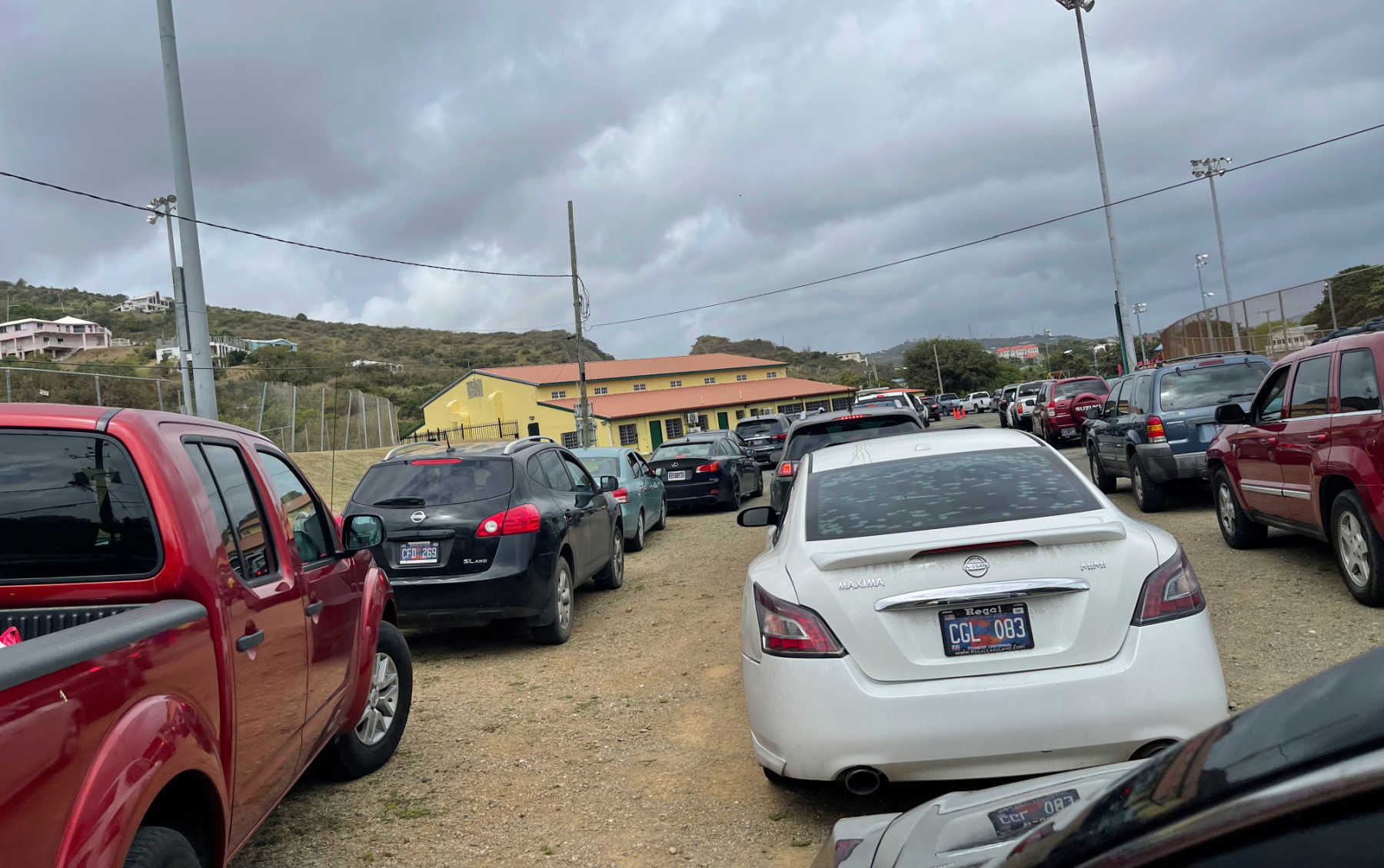 People waited in line to be tested for Covid-19 at the Canegata Recreational Center on St. Croix.