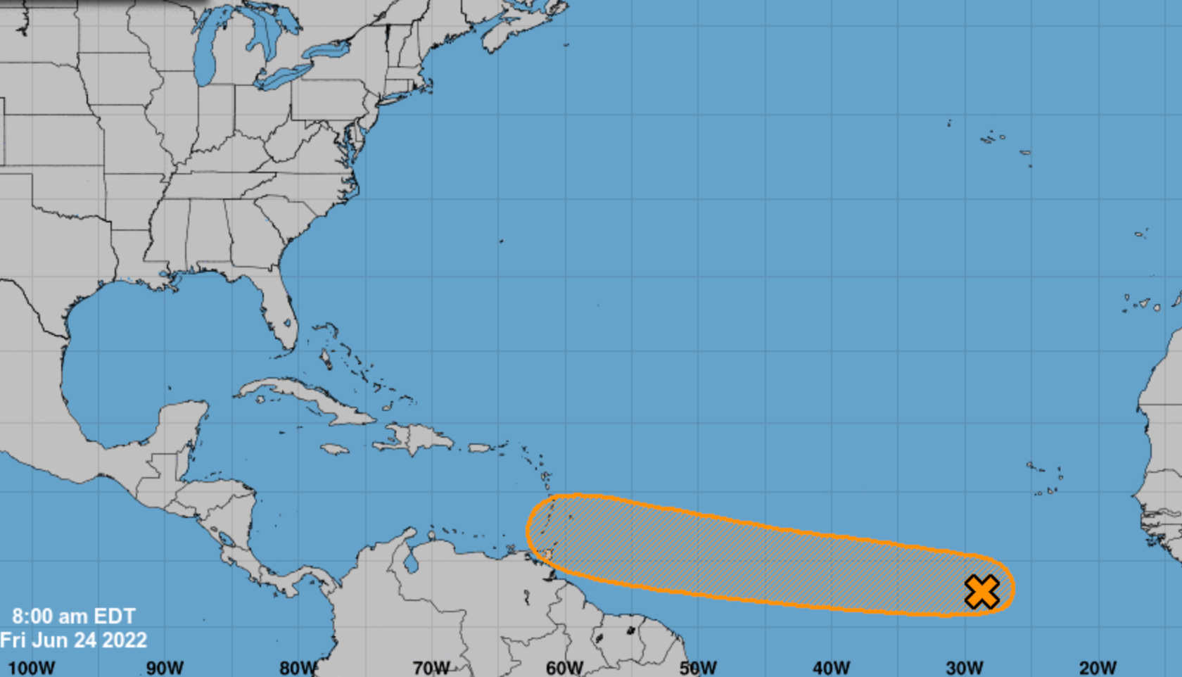 A new system forming in the Atlantic Ocean could become a tropical depression by mid next week and threaten the Windward Islands, according to the National Hurricane Center.