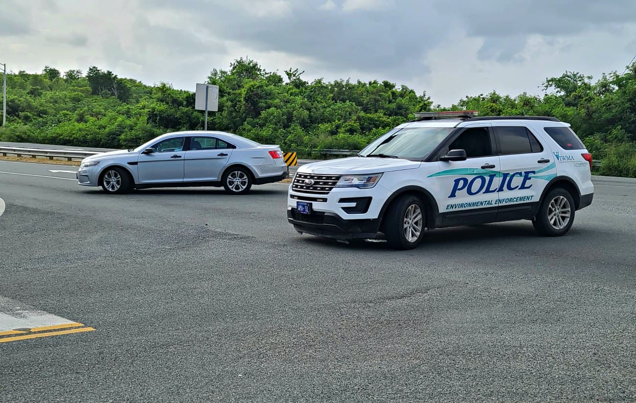 Law enforcement officers blocked a portion of the Melvin Evans Highway, heading west beginning at the Economic Development Authority's (EDA) Industrial Park intersection, as they investigated the homicide on Sunday, Sept. 13, 2020.