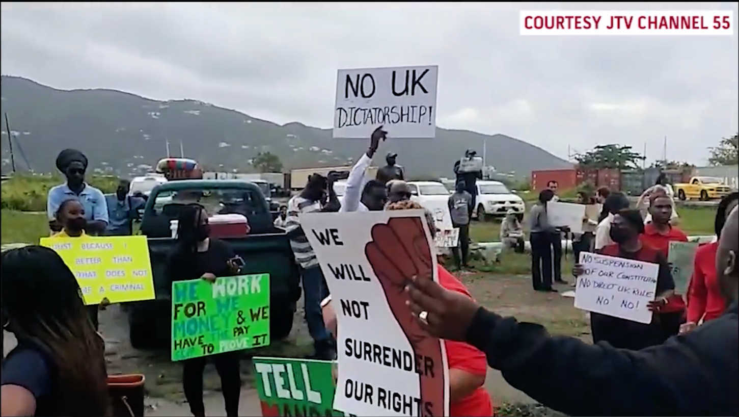 Protests have erupted in the BVI following a Commission of Inquiry report that recommended a two-year takeover of the territory by the United Kingdom to root out corruption.