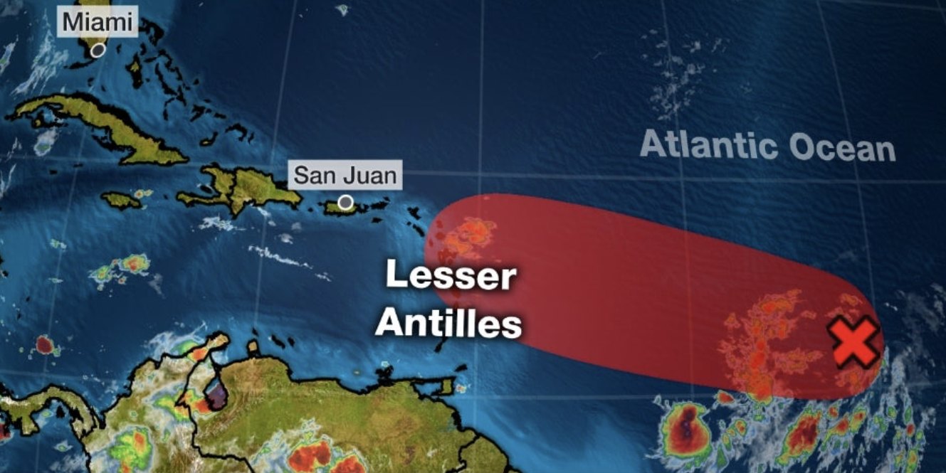 System Aiming at Leeward Islands, Including USVI and Puerto Rico, Projected to Become a Depression or Tropical Storm in 48 Hours