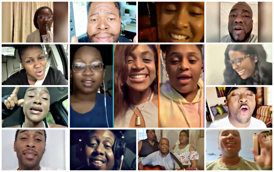 A collage of the Whole World in His Hands challenge participants