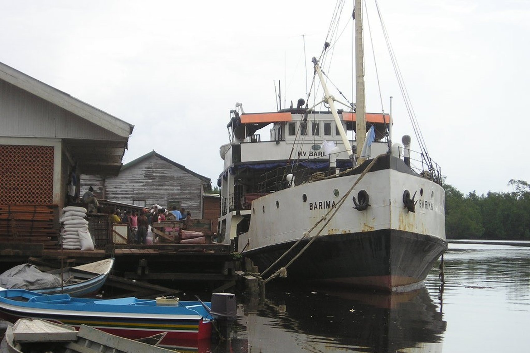 The MV Barima moored at Mabaruma, Guyana, in July 2004. This archival photograph predates the ferry’s July 18, 2026 sinking.