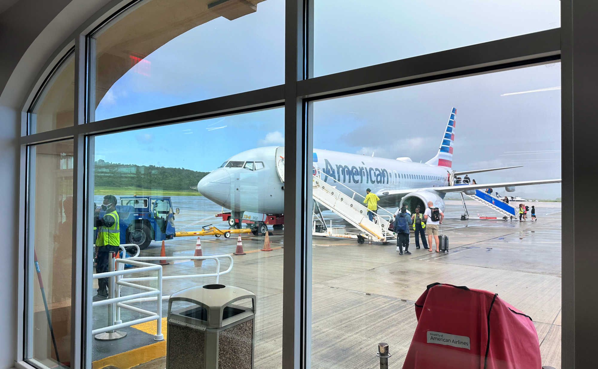 An American Airlines jet aircraft at the Henry E. Rohlsen Airport on St. Croix.