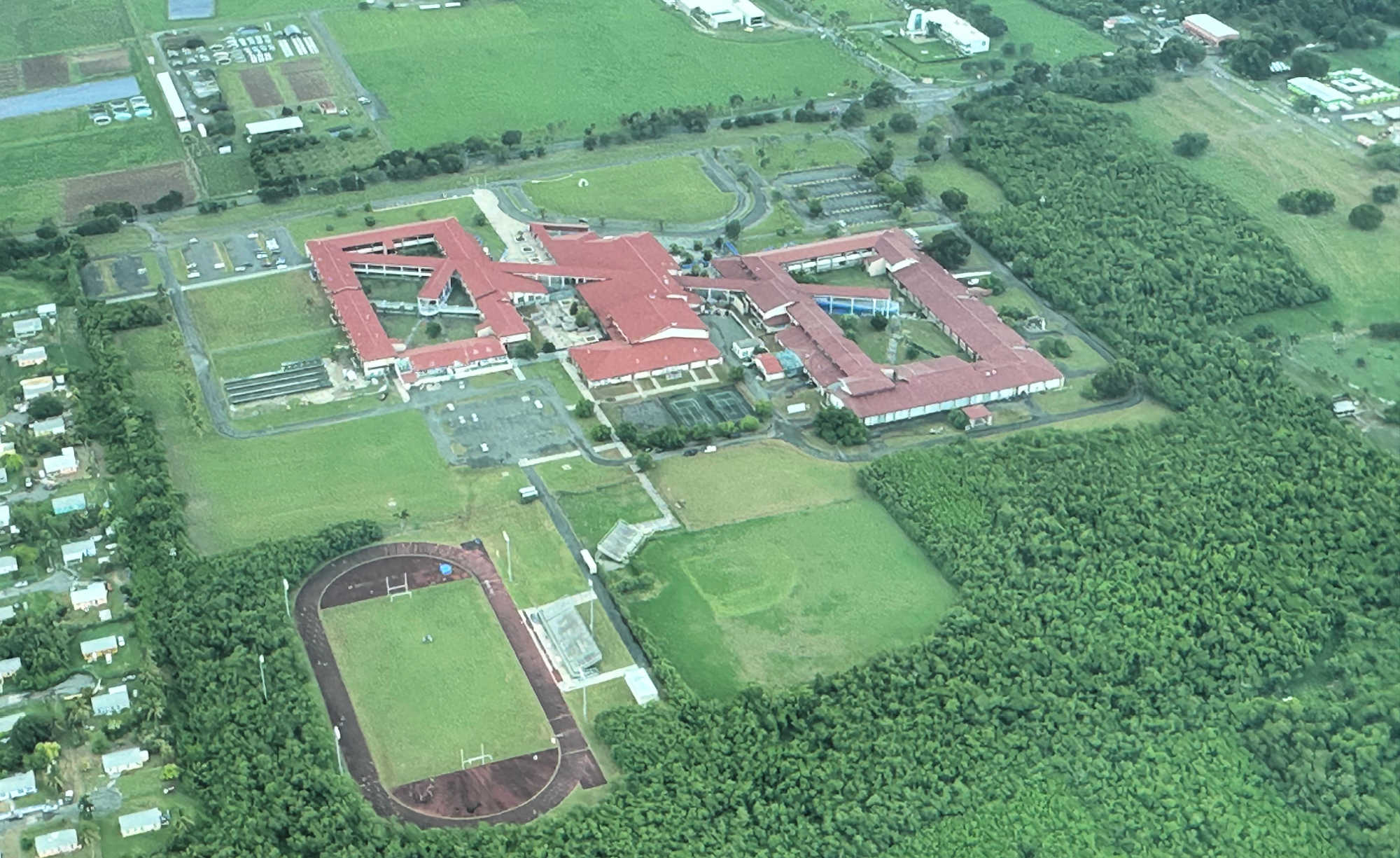 An aerial shot of the St. Croix Educational Complex on Oct. 11, 2023.