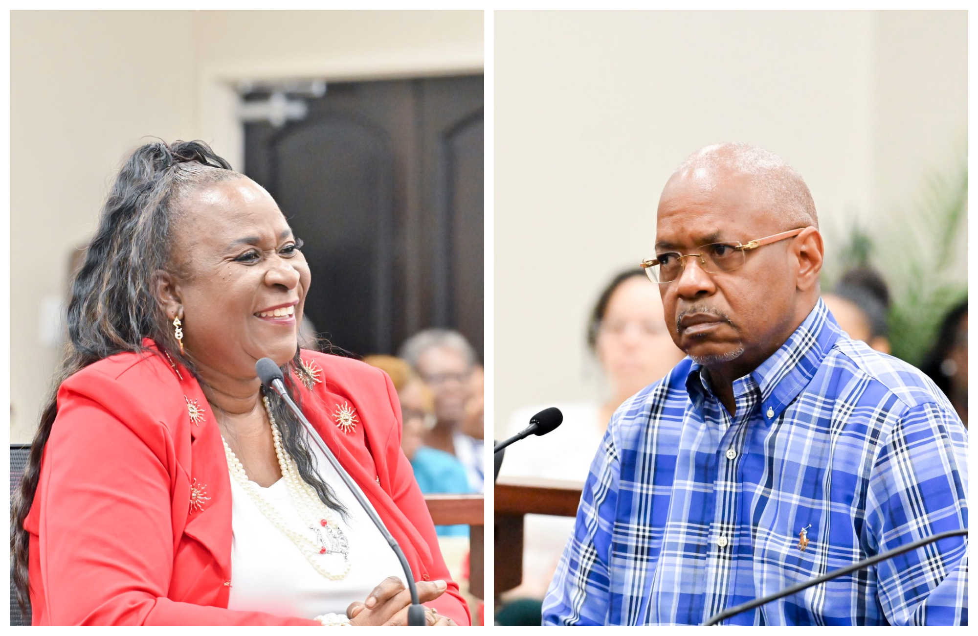 Janet Brow Phillips, left, and Cedric Armstrong, right, are shown in a collage as lawmakers advance measures honoring their contributions to education, culinary arts, and cultural heritage in the Virgin Islands.