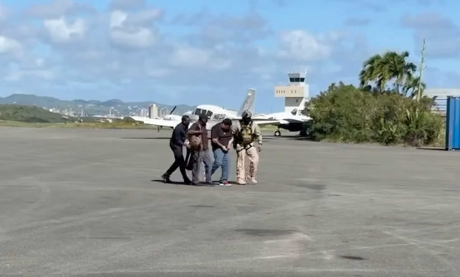 Juan Gabriel Cintron Rodriguez arrives at Henry E. Rohlsen Airport on St. Croix on Tuesday, February 17, 2026, after being extradited from Puerto Rico and transported to the territory by helicopter.