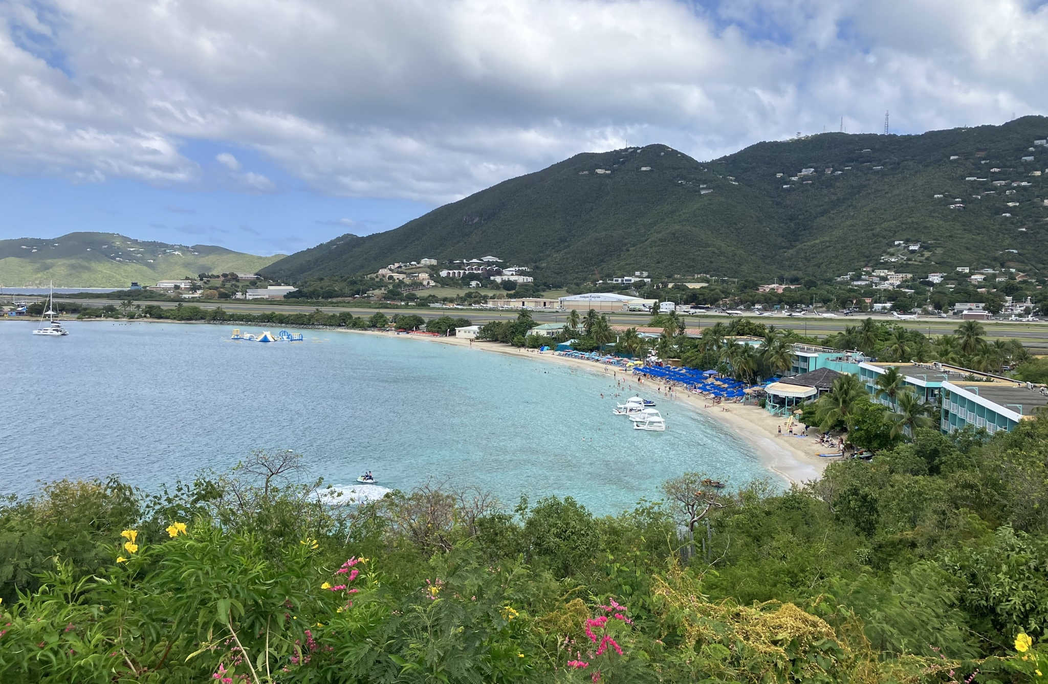A wide view of Lindbergh Bay Beach on St. Thomas, where authorities recovered an unidentified man from the water Sunday morning. Police say his identity and cause of death remain under investigation.