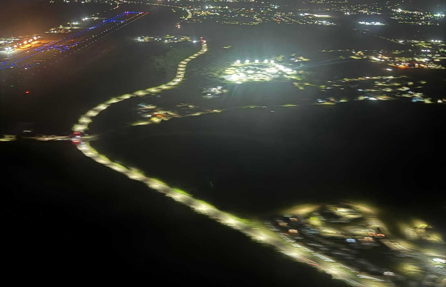 Streetlights on the Melvin Evans Highway.