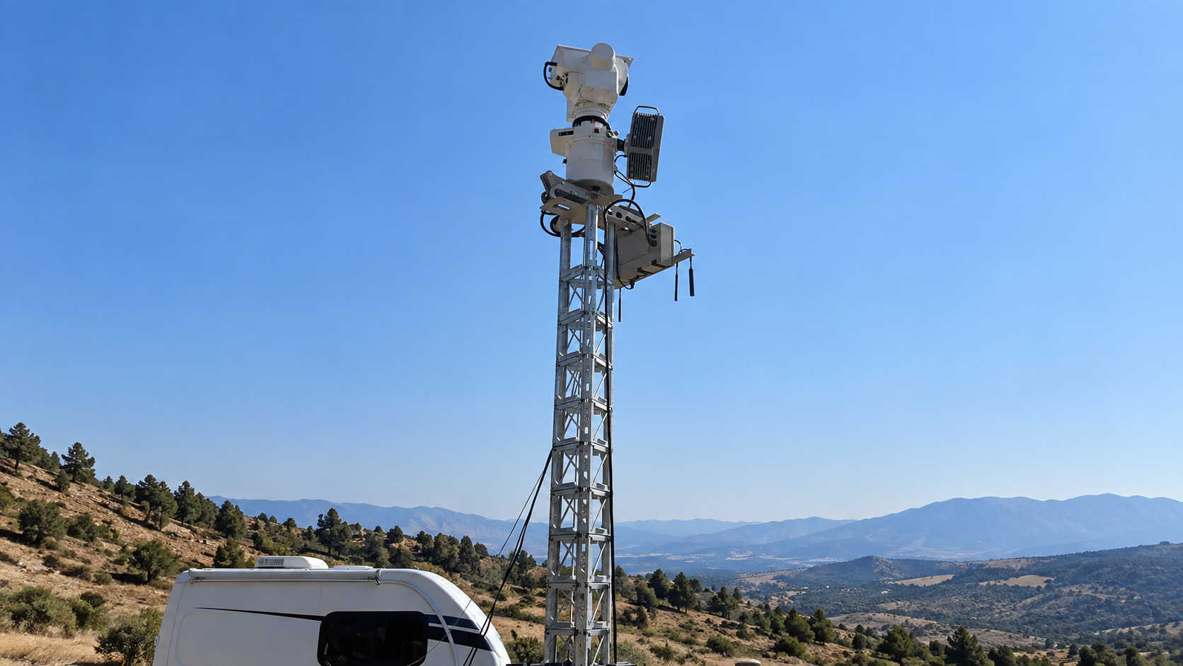 A Department of Homeland Security surveillance tower equipped with radar and camera systems, similar to the Maritime Approaches Surveillance Towers CBP says are operating on two U.S. Virgin Islands.
