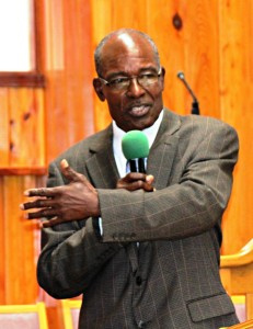Calvary Baptist Church Deacon Augustus Bannis ministering.