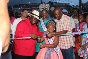 Governor Kenneth Mapp, Lieutenant Governor Osbert Potter and local royalty open Carnival Village.