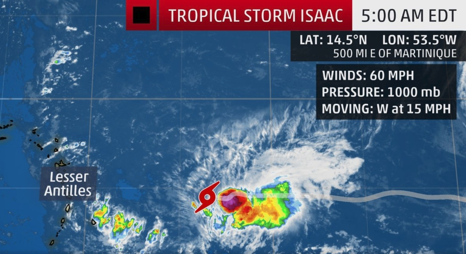 Tropical Storm Isaac Continues To Lose Steam As It Pushes Towards Caribbean