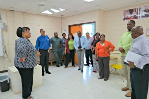 Education Commissioner Sharon McCollum, Ph.D., along with senators of the 31st Legislature, tour the John H Woodson Junior High School.