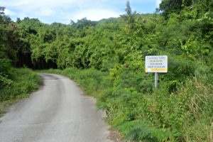 Entrance leading to Hams Bluff -- near the crusher in Frederiskted -- where the double homicide of police officers occurred Wednesday night.