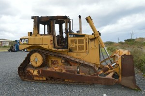 Torched bullldozer at a WAPA parking lot for VITOL employees in Christiansted