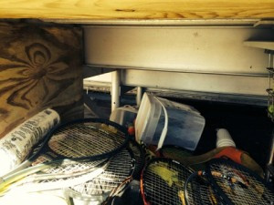 Vandalized tennis equipment