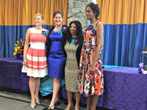 Nominees pose with 2016 Teacher of the Year. (L to R) Monika Szczepaniak-Emeran, Joycelyn Bryan-Ledee, Suzette Gomez-Smith and Antis George-Birmingham