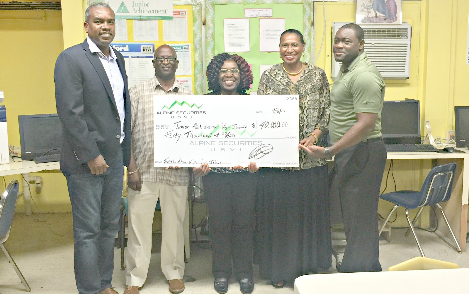 Alpine Securities Donates $40,000 To Junior Achievement VI Company Program