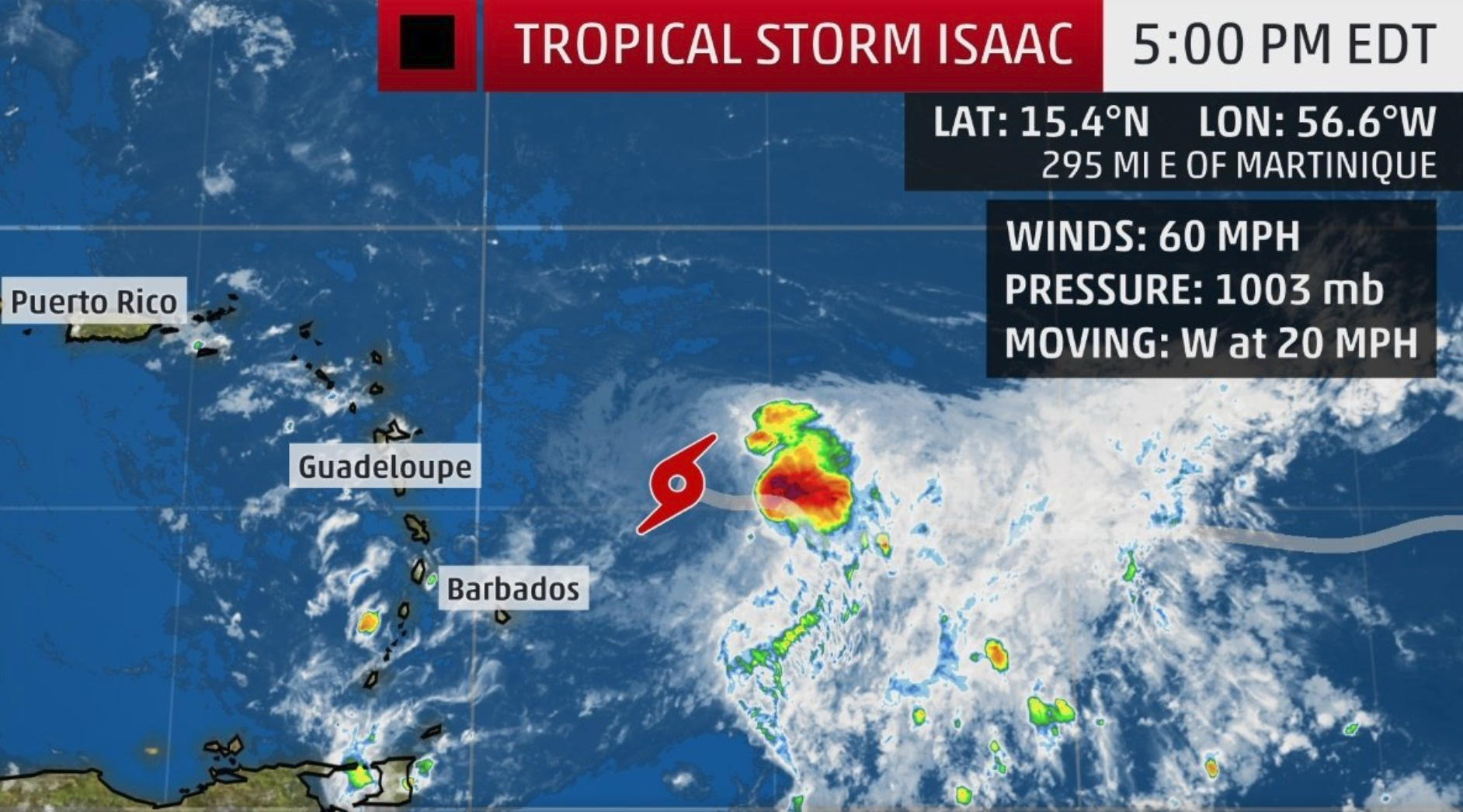 Isaac Will Pass Closer To USVI Than Previously Projected