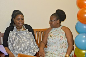 Charlene Gilbert and Faye John-Baptiste at Charlene's baby shower.
