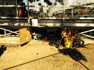 Location where tennis equipment was stolen and vandalized
