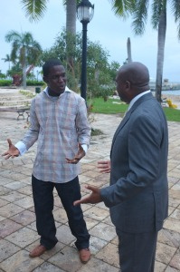 Ernice Gilbert interviews Basil Ottley, Donna Christensen's running mate.