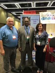 Sen. Francis is pictured with Dave and Jayann Sepich, advocates for DNA Arrestee Testing, at the 2015 NCSL Legislative Summit.