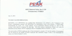 Peak Maintenance LLC termination letter