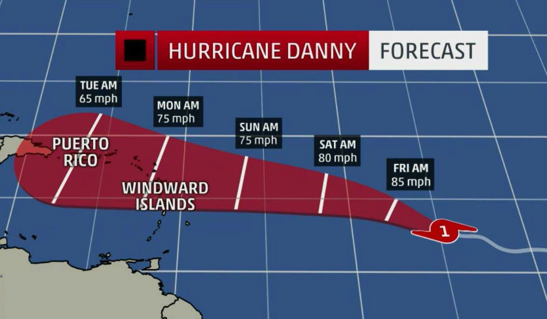 Danny Strengthens To 85 Miles Per Hour, Expected To Weaken By Saturday