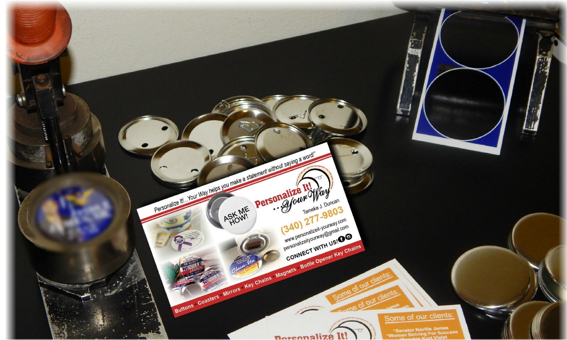 'Personalize It!... Your Way', A Local Business Specializing In Pinback Buttons, Now Taking Orders