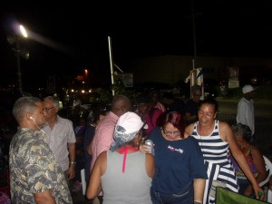 Kenneth Mapp greets supporters.