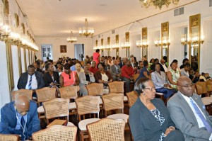 New cabinet members, their families and friends gather in the Second Floor Ball Room before commencement of ceremony.
