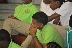 Angel Guzman, 18, is contemplating a plan B career path following Sen. Kurt Vialet's talk at Central High School on Friday, Feb. 5. (VIC).