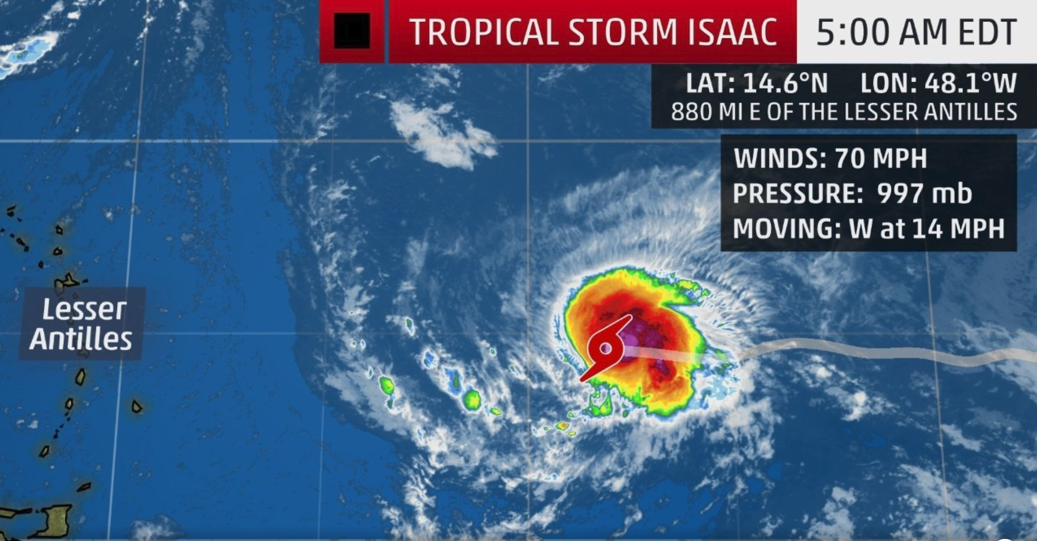 Isaac Degrades To Tropical Storm; Helene's Forecast Sends It Away From Caribbean